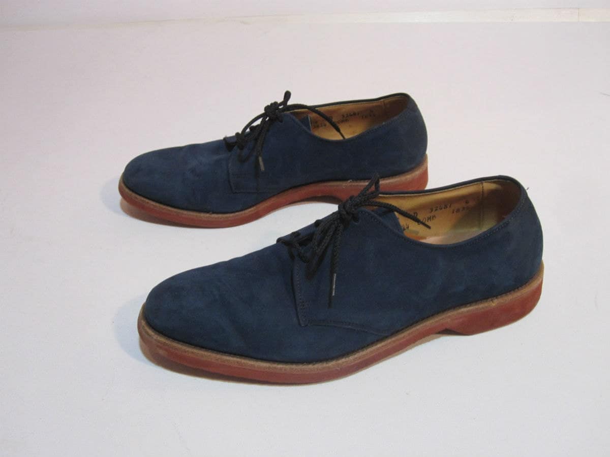 Vintage Allen Edmonds Mens Blue Suede Oxford Shoes Size 9