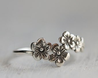 Cherry Blossom Ring, Flower Ring, Sterling Silver jewelry