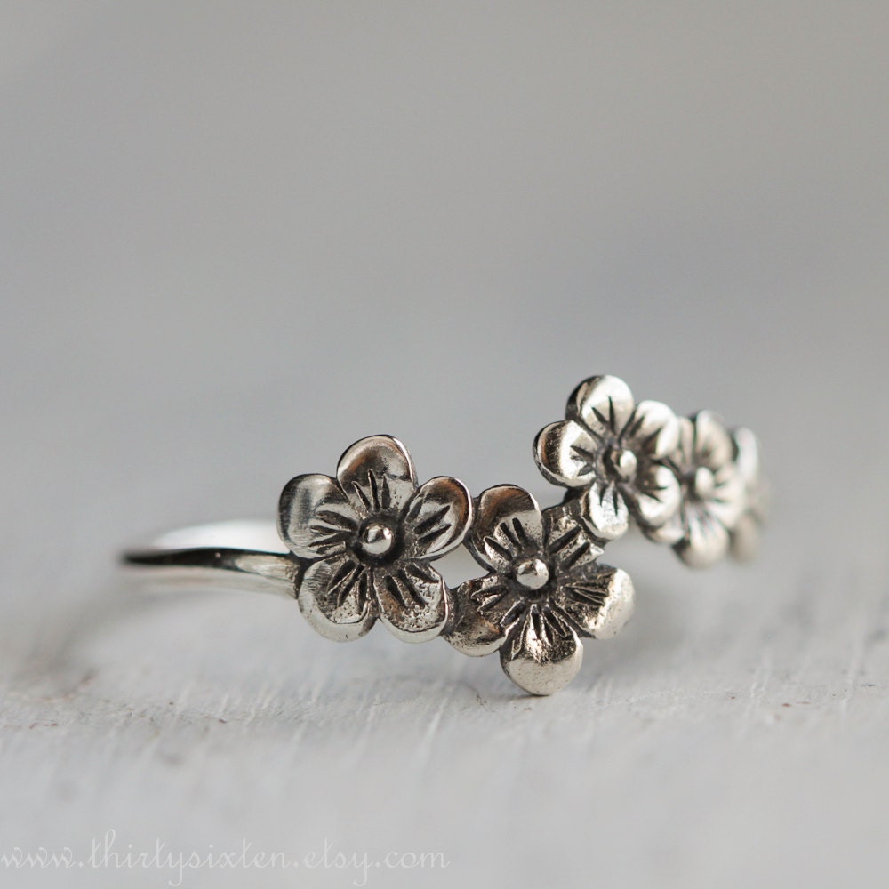 Cherry Blossom Ring Flower Ring Sterling Silver jewelry