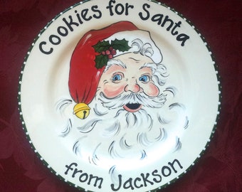 Santa Cookie Plate, Santa Plate, Cookies for Santa, Christmas Plate, 1st Christmas Gift, Milk and Cookies, Holiday Plate Old Fashion Santa