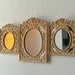 Oval Wall Mirror Set of Three Small Vintage Frames in Gold and Ivory