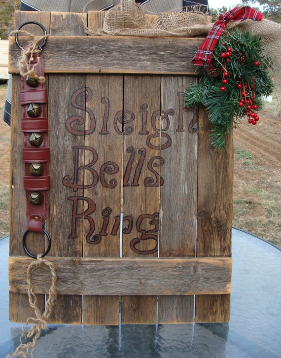 christmas Bells Mantle sign rustic Sign Ring Sleigh Christmas large Rustic Large