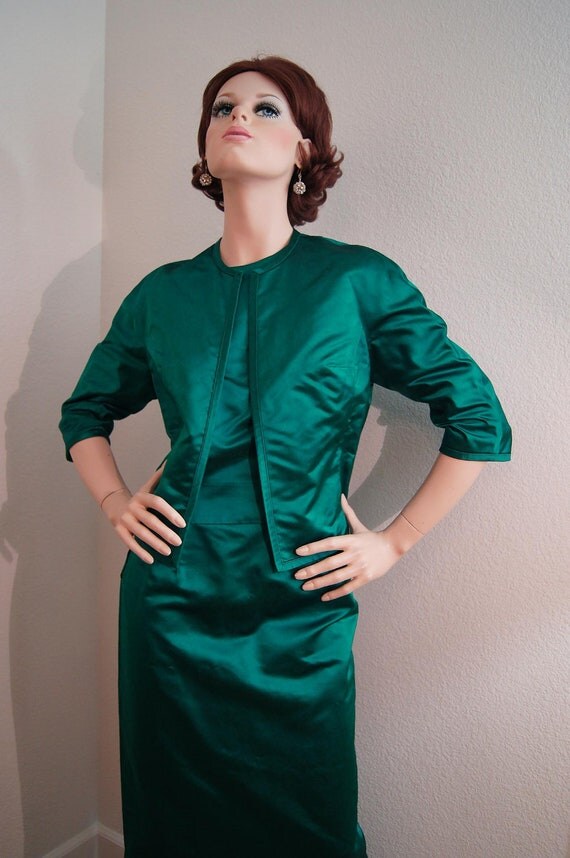 green satin suit women