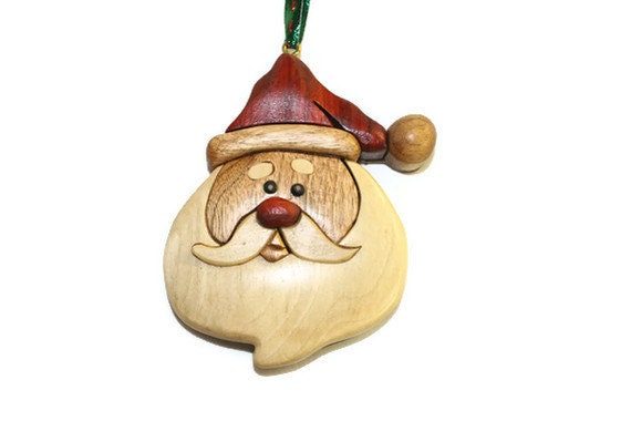 Santa Claus Intarsia Wooden Christmas Ornament by AndersonWoodShop