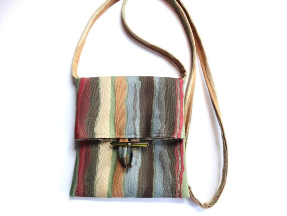 Small Shoulder Bag Striped Fabric Purse Sac Pouch