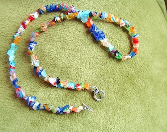 Thousand Flowers Multicolor Bouquet Millefiori Italian Glass Beaded Necklace
