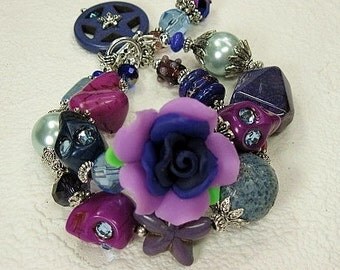 Purple Day of the Dead / Dia de los Muertos / Sugar Skull / Cowgirl Bracelet - VioLeT RoSe