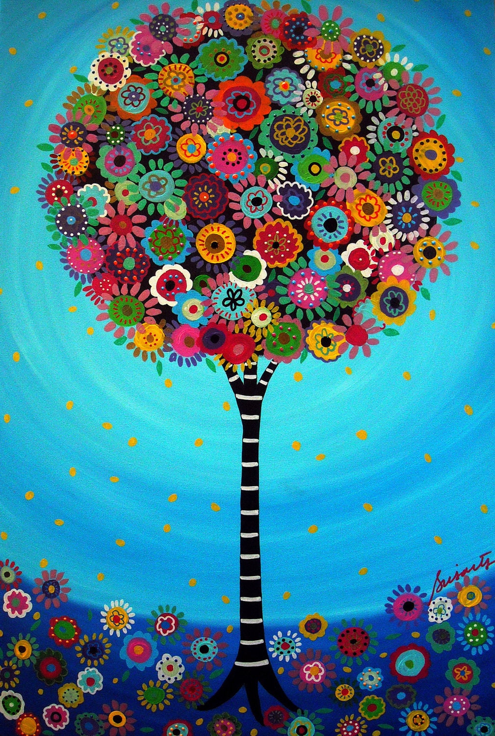 Mexican Folk Art Tree of Life Bar Bat Mitzvah Painting PRINT