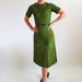 Sale - Vintage 1960s Dark Green Brown Dress. Mad Men Fashion. Office Fashion. Secretary. Fall Fashion. Spring Fashion. Size Small