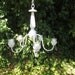 HANGING CHANDELIER CANDLE Holder 5 Arm Satin White