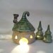 ToadHouse/ Fairy House/ Night Light with a Green Roof