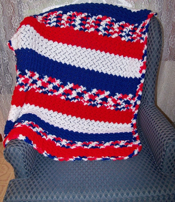 Red White Blue Patriotic Crochet Afghan by HandcraftedByDebbie