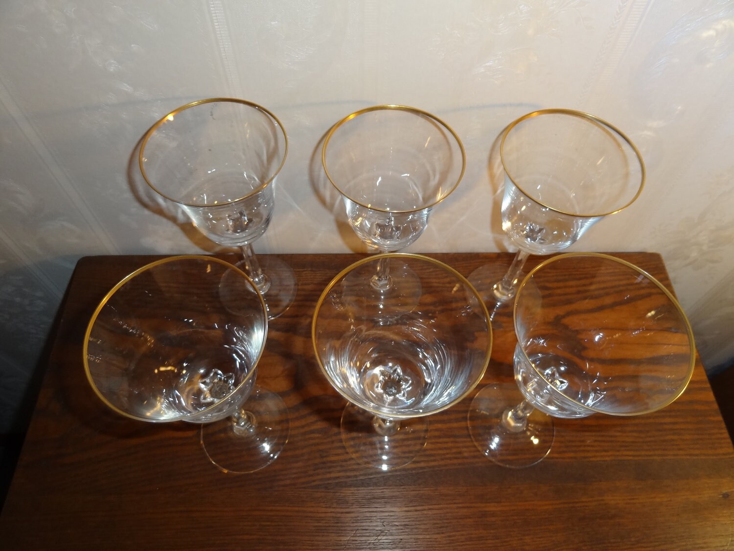 Vintage Lenox Crystal Intrigue Pattern Gold Rim Water Goblet