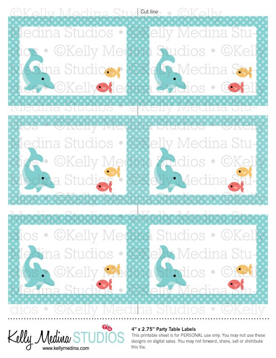 items similar to dolphins aqua printable labels personal use