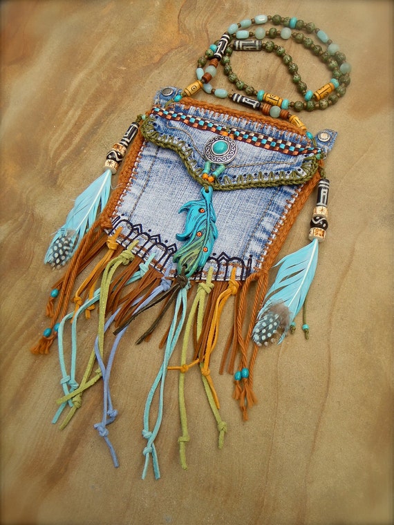 Items similar to custom make DENIM medicine bag tribal american INDIAN