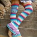 Thigh High LEG Warmers Urban Denim POCKETS leg warmers STRIPED leg warmers Flared leg warmers upcycled unique