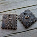 Quilt Patches - Calico Pattern Charms - Handmade Bronze Charm