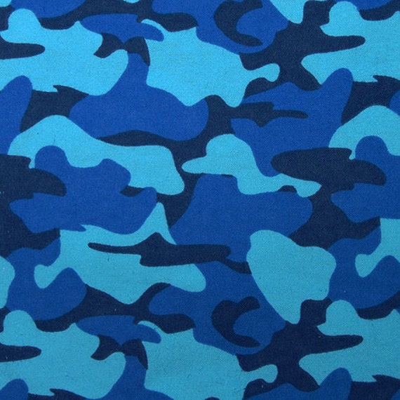 Blue Camouflage 100% Cotton Flannel Fabric