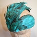 St Bart Waters - Late 1940s Split Bandeau Cookie Cutter Hat Turquoise Feathers - RARE