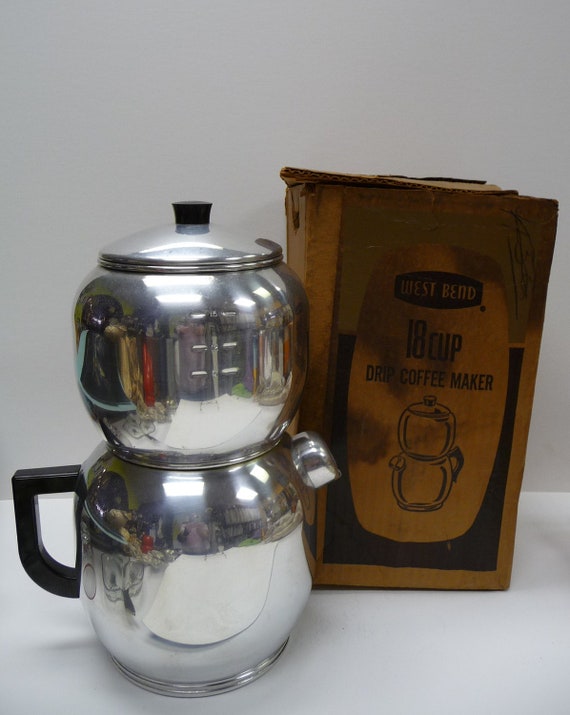 Vintage Drip Coffee Maker West Bend in Box 18 cup Aluminum