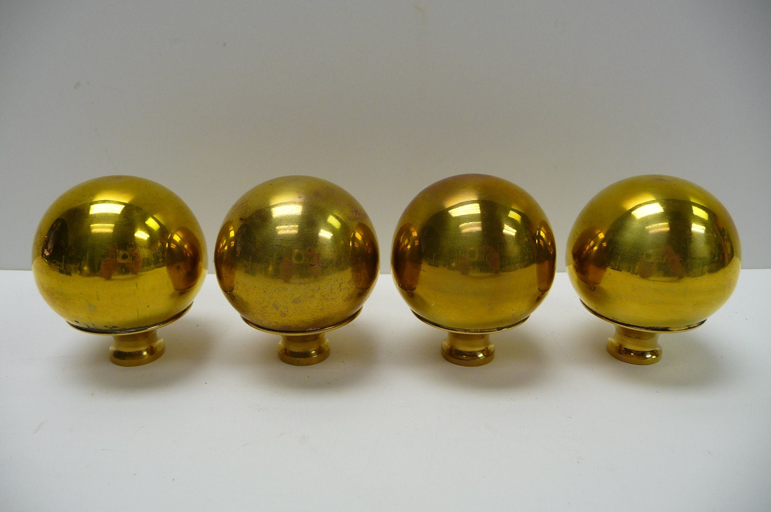 Four vintage Brass ball Post finials by SalvageRelics on Etsy