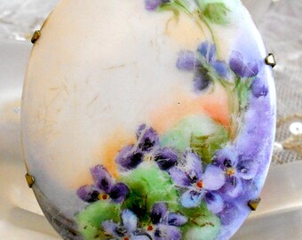 Victorian Hand Painted Porcelain Pendant