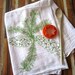 Tea Towel - Screen Printed Organic Cotton Flour Sack Towel - Eco Friendly and Awesome - Soft and Absorbent - Woodland Pinecone - Christmas