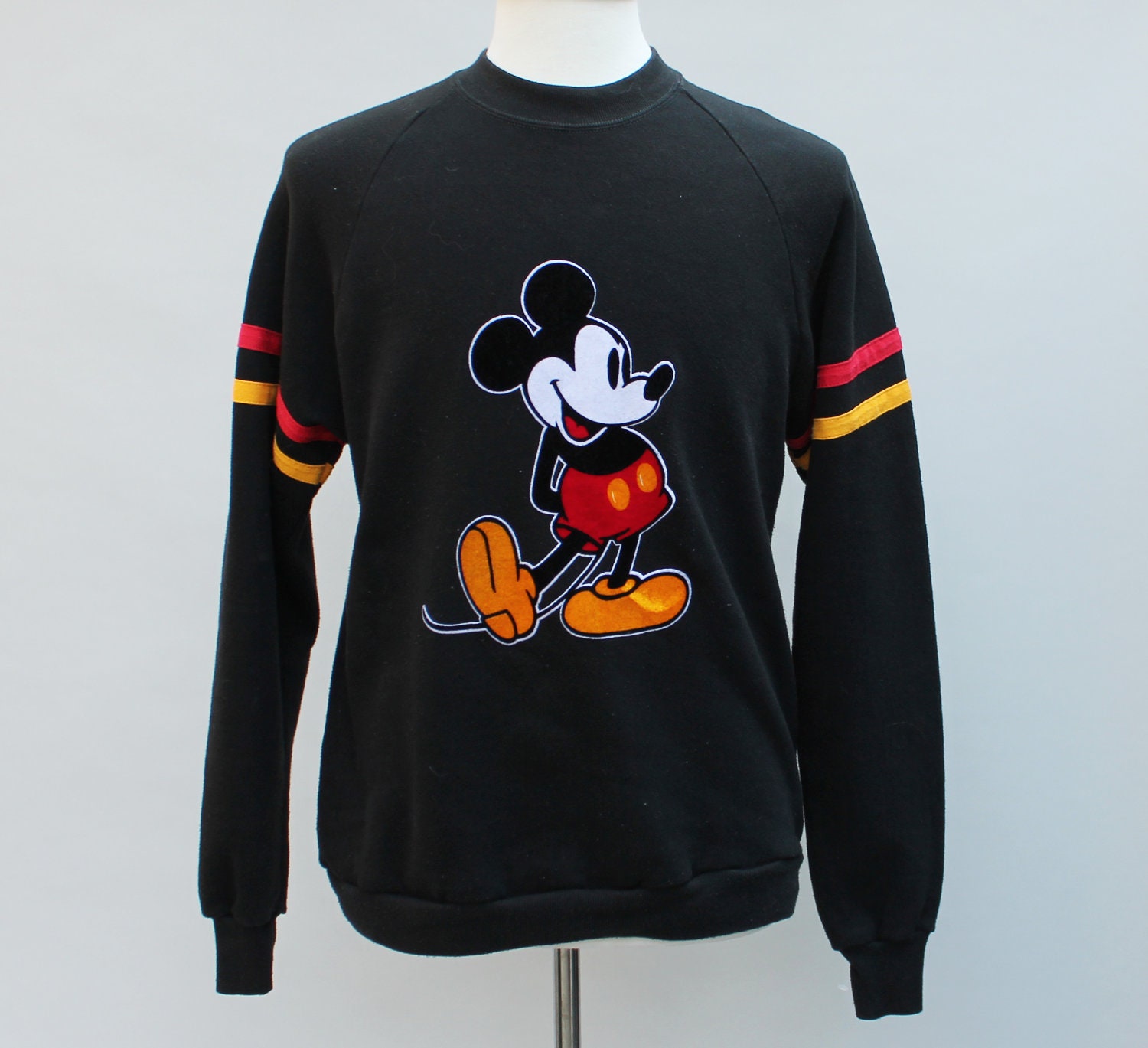 80s Vintage Fuzzy Mickey Mouse Sweatshirt LARGE by KFTvintage