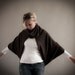 ON SALE-Dark Brown Slouchy Cardigan Shrug-Large Cowl Neck Sweater Shrug in Brown Angora Jersey-Plus Size Bolero Shrug by MoonHalo