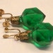 Vintage green glass earrings. Screw backs