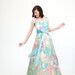 Clearance - Vintage 1970s Formal Dress - 70s Evening Gown - Beaded and Sequined Pastel Floral Print