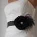 Handcrafted Fabric Flower Black Wedding Dress Sash Belt