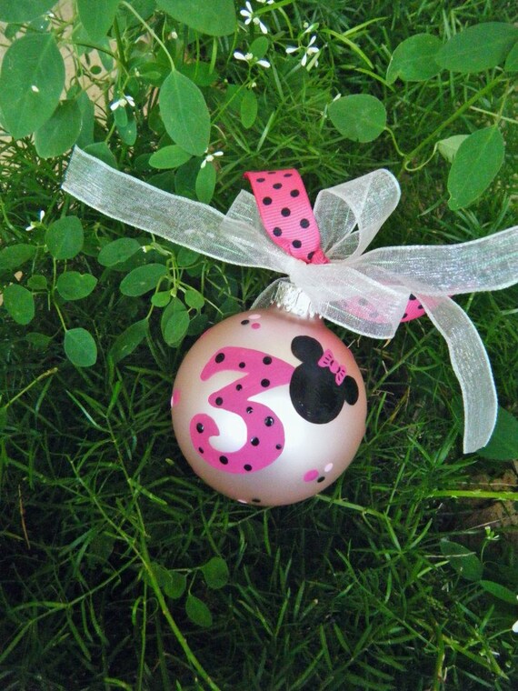 Minnie Mouse Ornament for Birthday or by BrushStrokeOrnaments