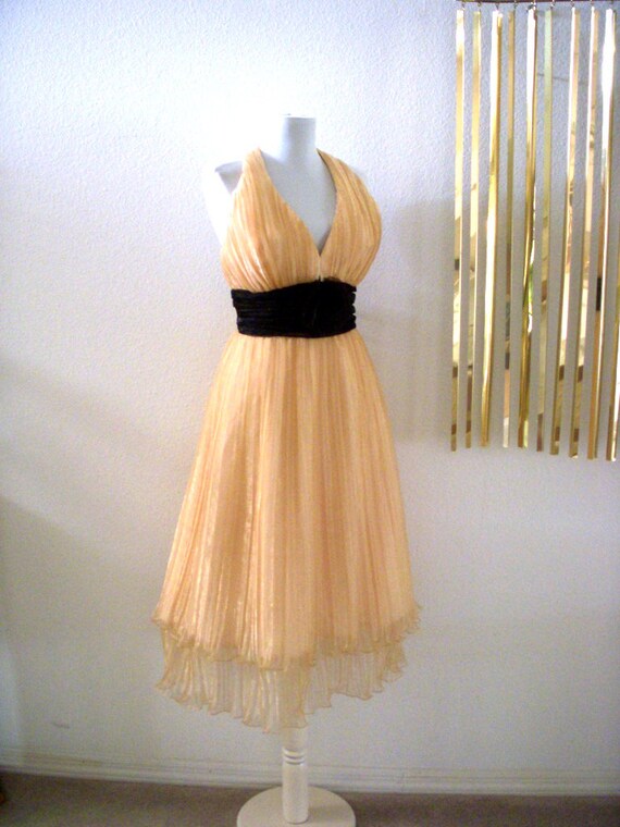 Halter Dress 80s Does 50s NOS Shimmery Party Evening Prom Dress Size ...