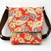 Small Messenger Bag for Women / Crossbody Purse - Paislies on Burnt Orange