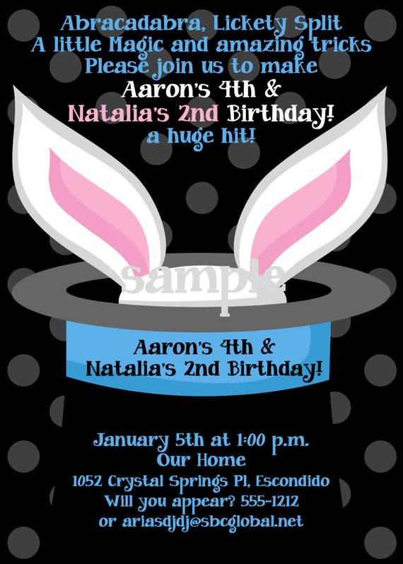 Items Similar To Magic Hat Birthday Invitation Rabbit Ears Magic Items Similar To Magic Hat Birthday Invitation Rabbit Ears Magic