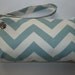 Wristlet, Clutch, Detachable Strap, Pale Blue Chevron Pattern