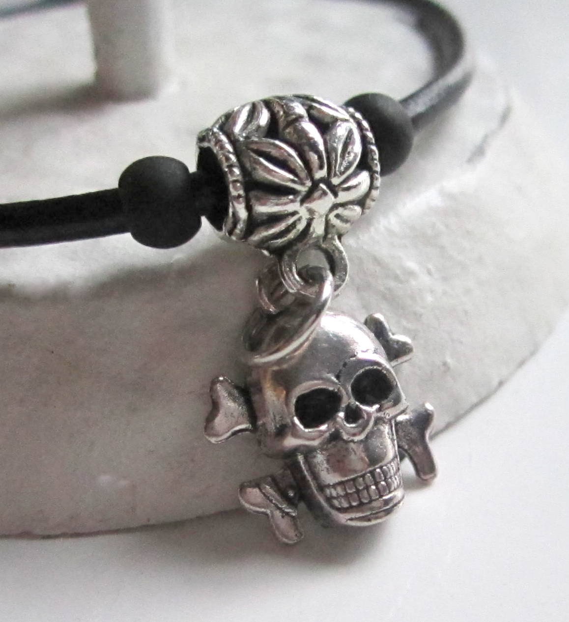 Mens Jewelry Skull Necklace Leather Necklace for men