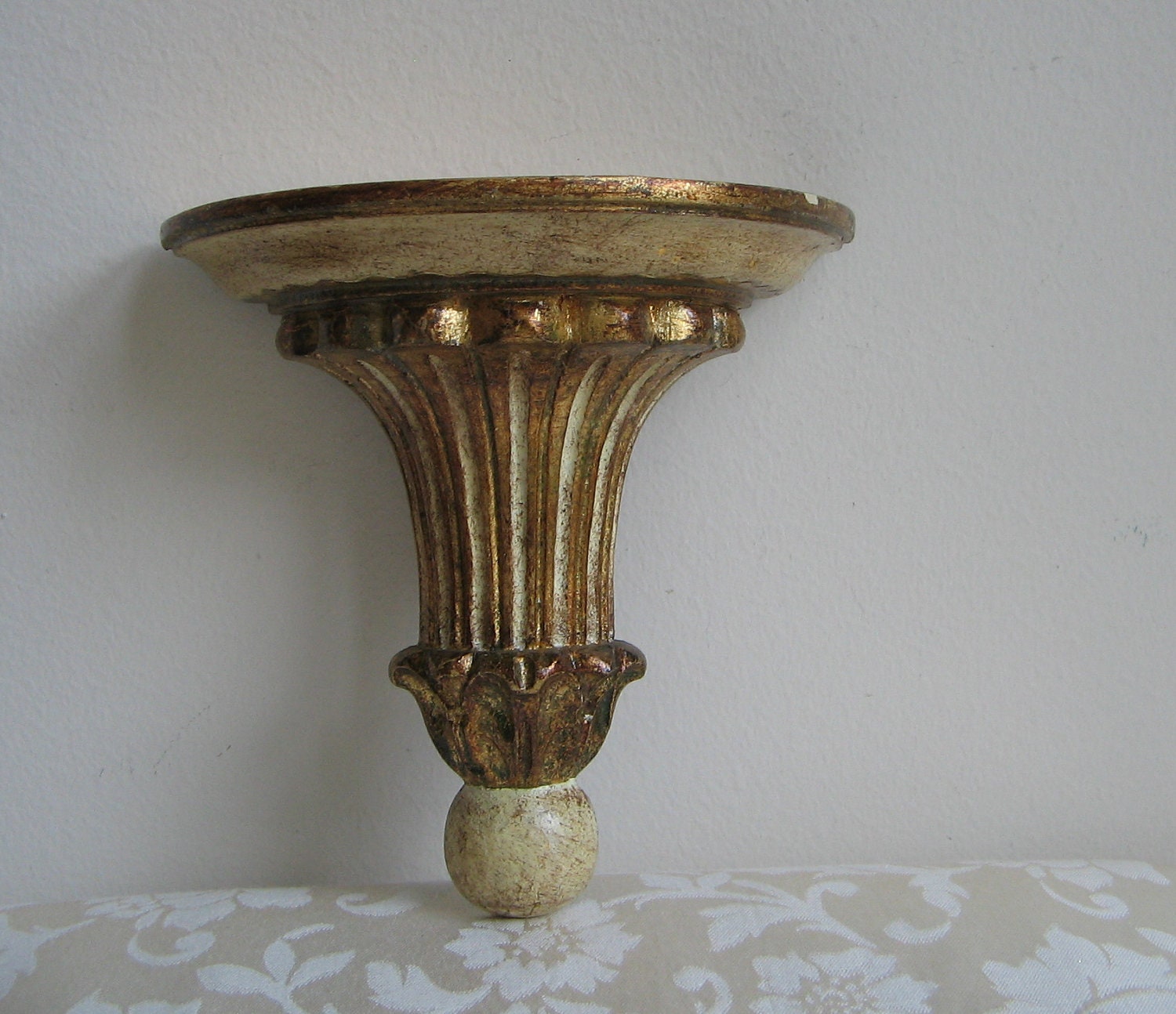 Vintage Gold Wall Shelf Ornate Gilt Carved Wood Florentine