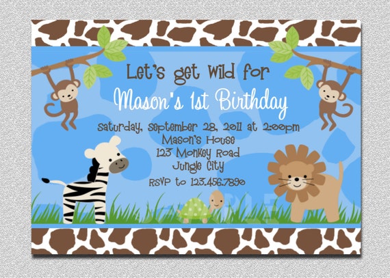 Safari Animal Birthday Invitations 5