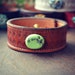 LUX Bohemian Brown Recycled Stamped Earthy Leather Green Polished Turquoise Gemstone Cuff