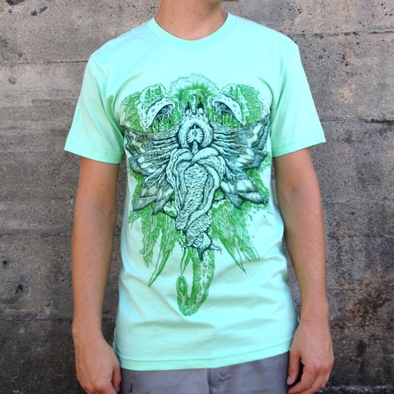 Moth T-shirt Men's American Apparel Green Tee