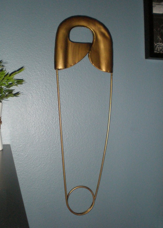 Giant vintage safety pin metal wall decor