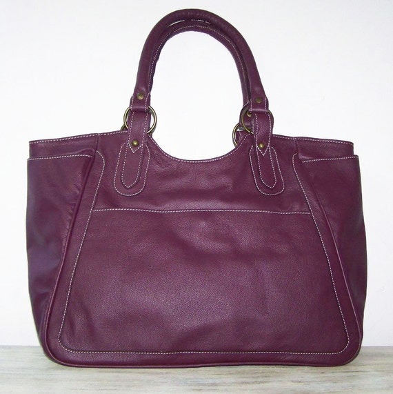 Julia xl. Violet Leather Tote Leather Bag Leather Handbag
