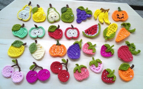 Items similar to 28pcs - Mix fruits and vegetables combo crochet ...
