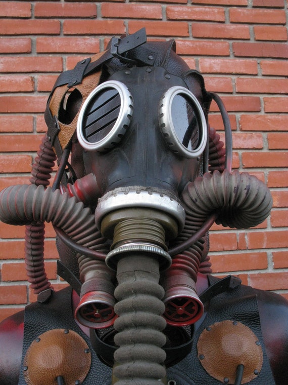 Items similar to goggles leather GAS MASK hood Halloween Steampunk Goth