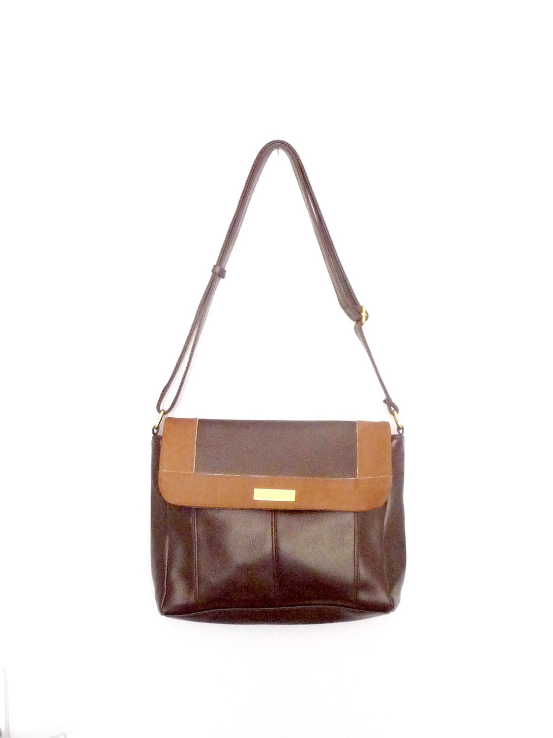 Vintage 1990s Rodier Brown Leatherette Shoulder Bag