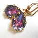 Swarovski Light Rose Vitrail in Gold - Estate Jewelry - Wedding Bridal Earrings - Pink Purple Rhinestones