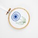 Green and Blue Abstract Flower for the Home, in 3" Embroidery Hoop