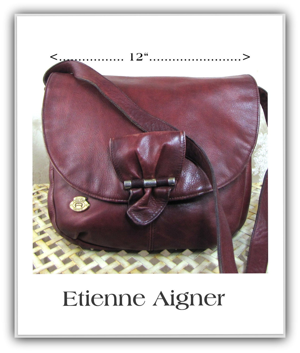 Vintage Etienne Aigner Burgundy leather flap shoulder bag...